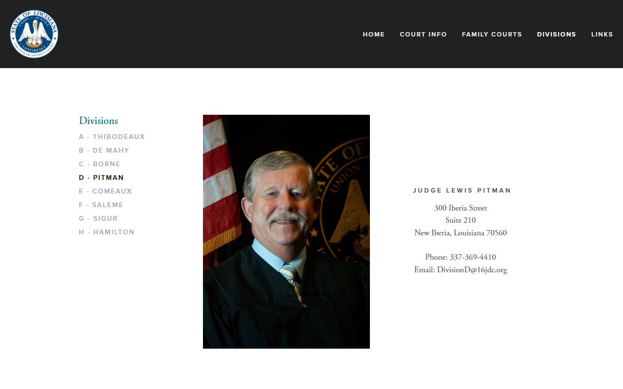 Iberia Parish court dockets Division D judge page