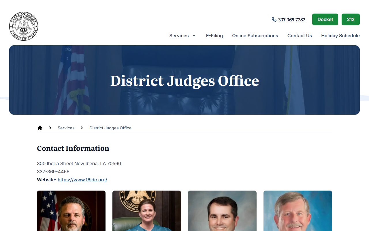 Iberia Parish court records District Judges Office information
