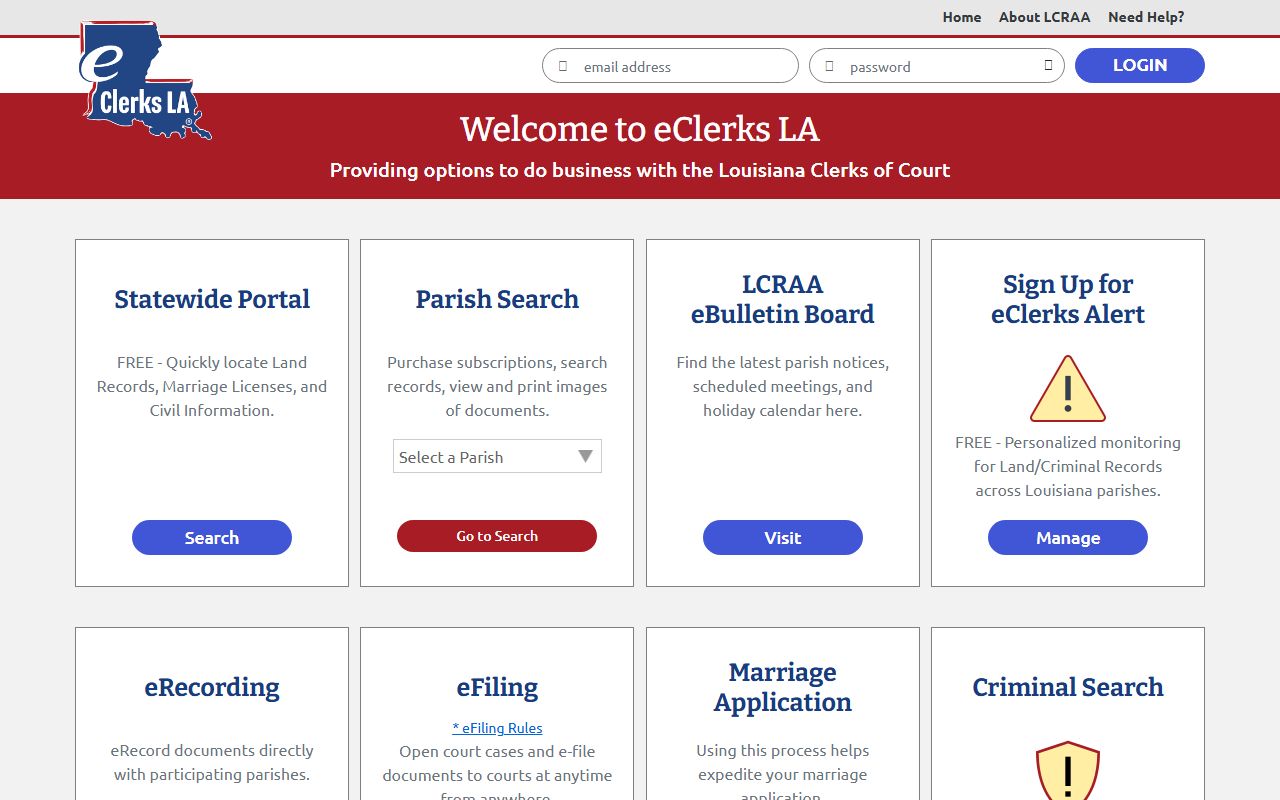 Iberia Parish court records eVaultLA access