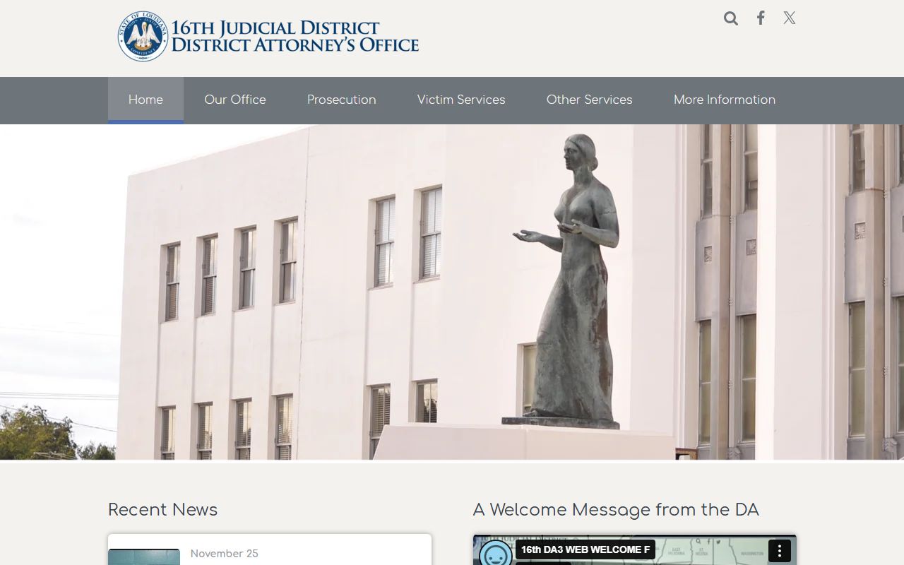 Iberia Parish criminal court records 16th Judicial District Attorney website