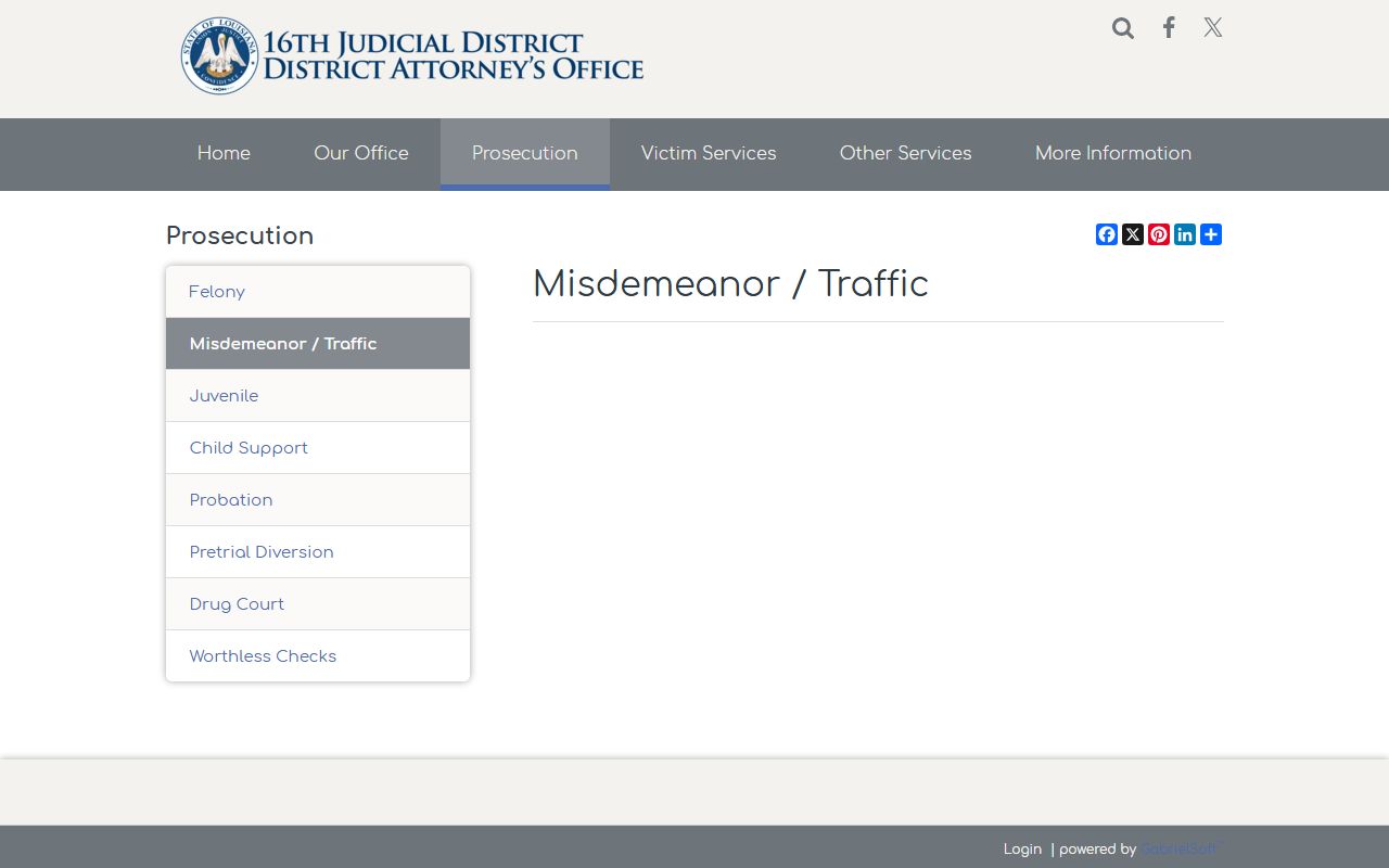 Iberia Parish criminal court records District Attorney misdemeanor traffic page