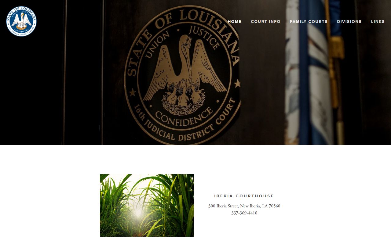 16th Judicial District Court homepage for Iberia, St. Martin, and St. Mary Parishes