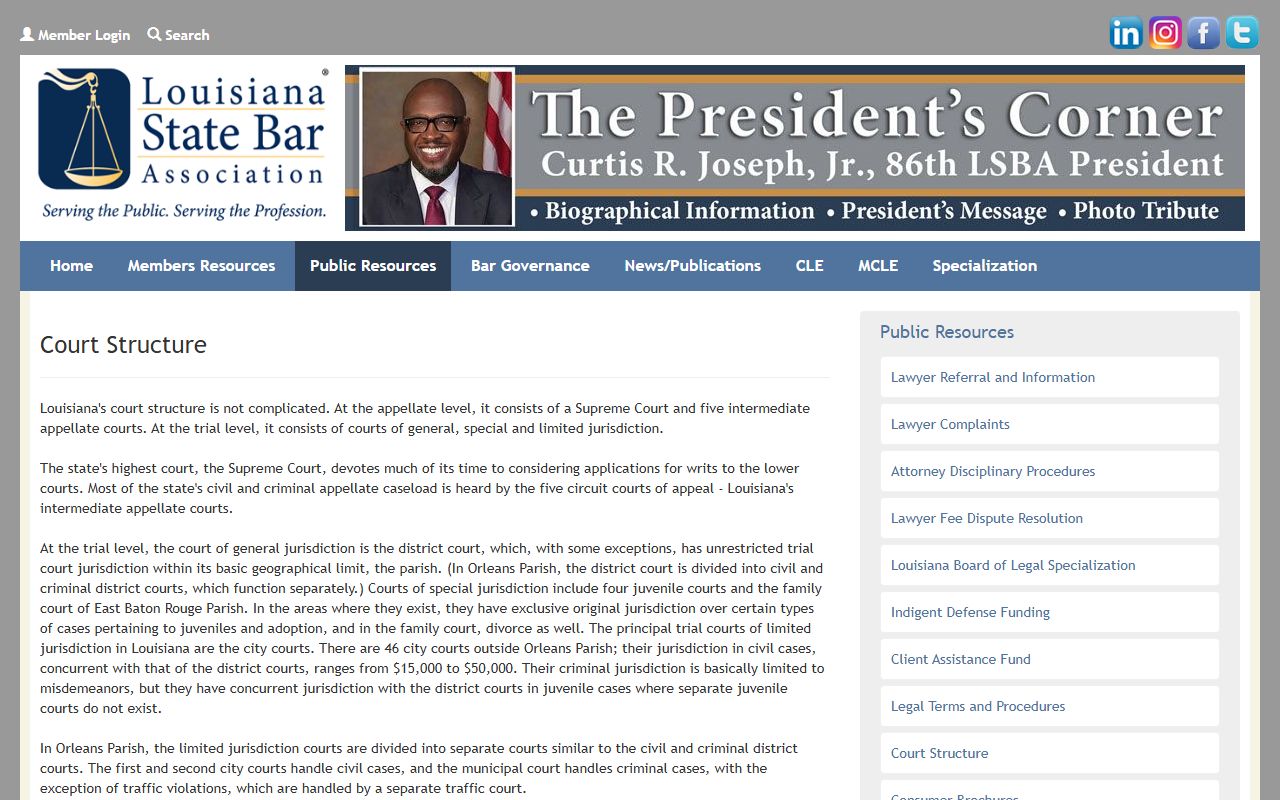 Louisiana court structure overview showing state court levels
