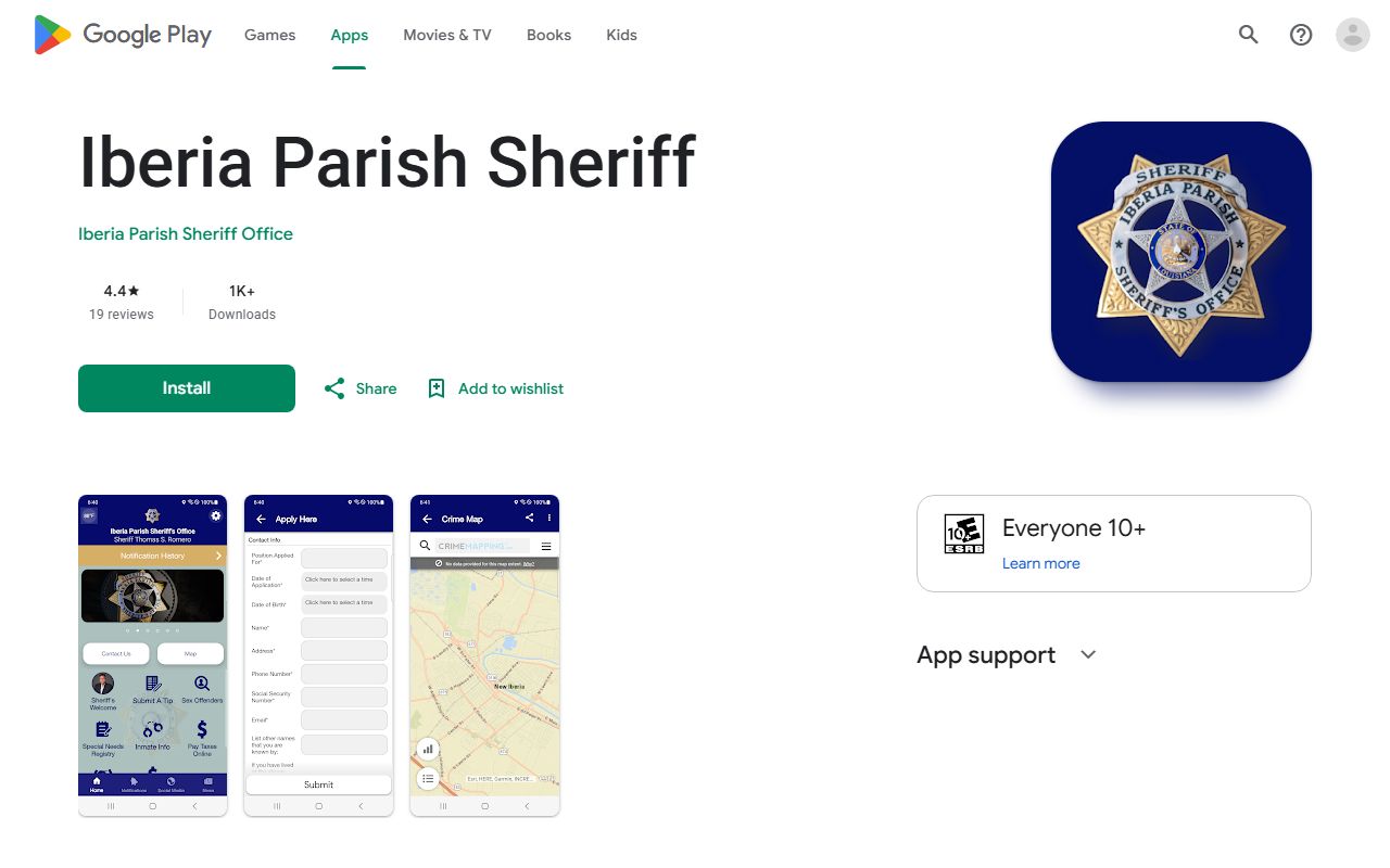 Iberia Parish inmate search Sheriff Google Play app