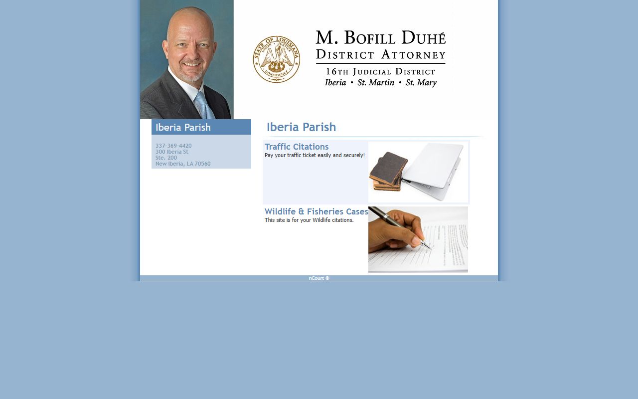 Iberia Parish nCourt traffic citation payment landing