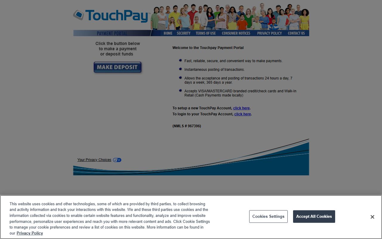 TouchPay online payment portal screenshot from the traffic records image set