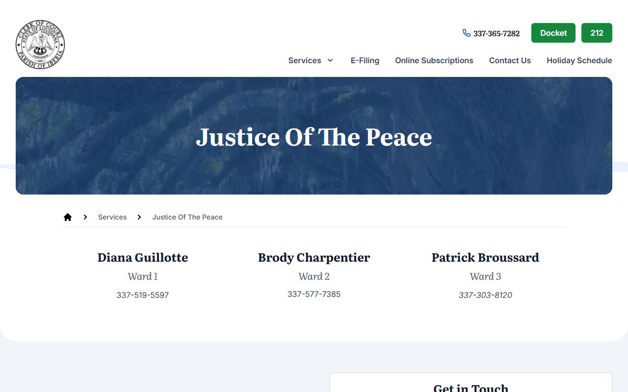 Iberia Parish warrant records justice of the peace list