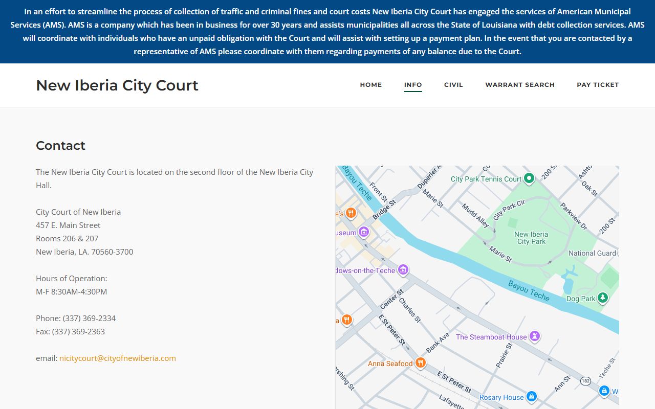 Iberia Parish warrant search New Iberia City Court contact